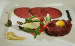 Chianina Beef as Tartare and Carpaccio with Vegetables